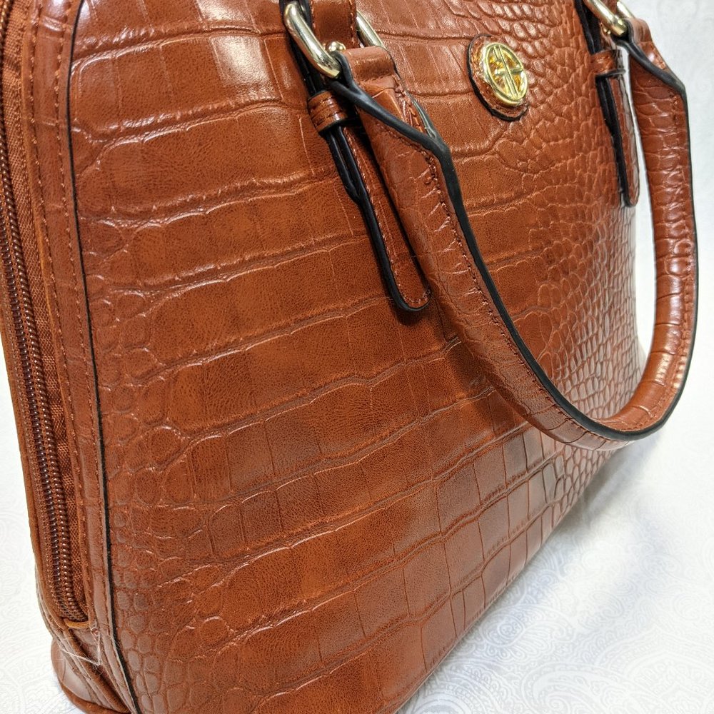 GIANI BERNINI croc embossed faux-leather women's dome satchel crossbody- Tobacco - Picture 8 of 9